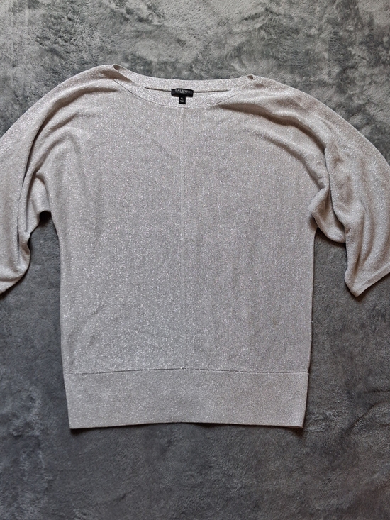 Talbots Sweaters - Y2K Talbots Metallic Silver Gray Boatneck Sweater Medium Petite Shiny Knit